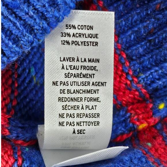 TUCKER + TATE BLUE RED STRIPED KNIT STITCHED ON YETI SWEATER, BABY BOY'S SIZE 6M - Picture 7 of 7